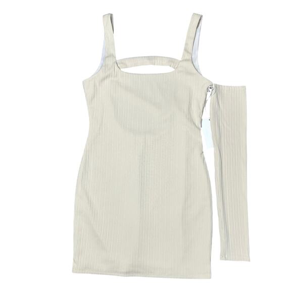 Revolve Not Yours To Keep Cream Ribbed Mini Dress NEW - Picture 1 of 5